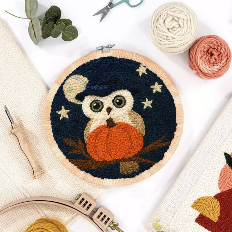 Night Owl Punch Needle Kit - Handmade Bird Art | Nice Decor For Halloween  - image 2