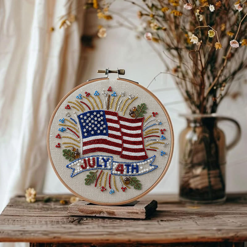 Rubbyoo Bead Embroidery Kit - 4th Of July | Diy Handmade Craft | Unique Hoop Art - image 10