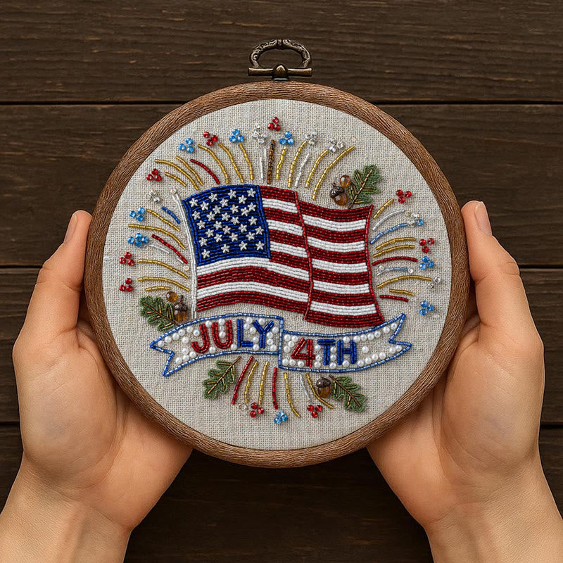 Rubbyoo Bead Embroidery Kit - 4th Of July | Diy Handmade Craft | Unique Hoop Art - image 7
