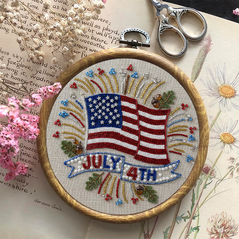 Rubbyoo Bead Embroidery Kit - 4th Of July | Diy Handmade Craft | Unique Hoop Art - image 9