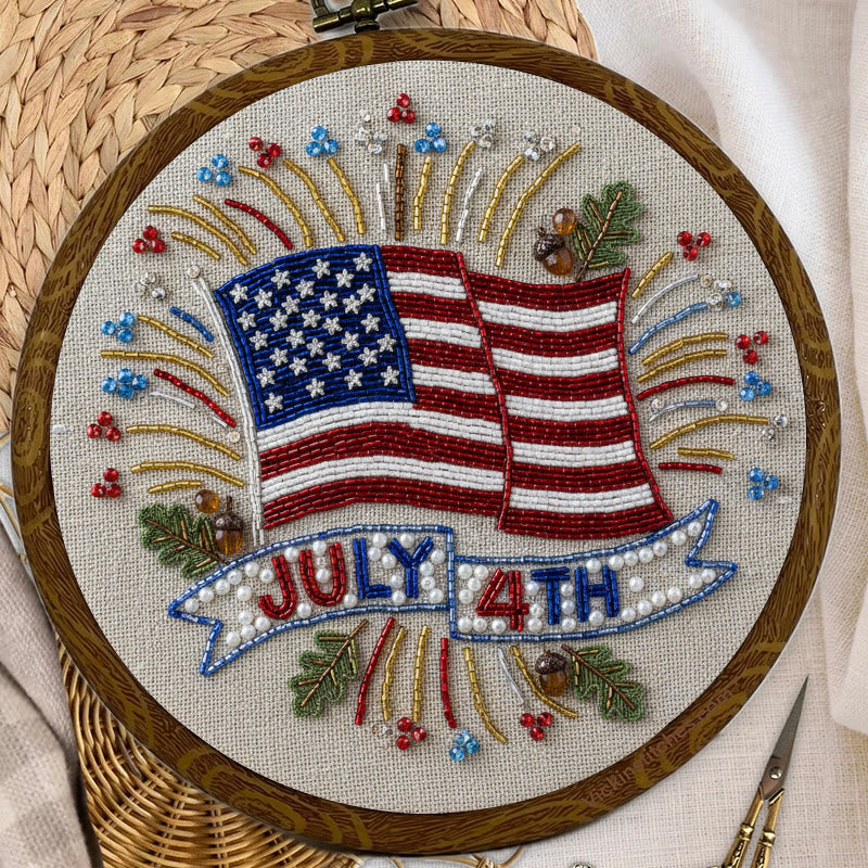 Rubbyoo Bead Embroidery Kit - 4th Of July | Diy Handmade Craft | Unique Hoop Art - image 8