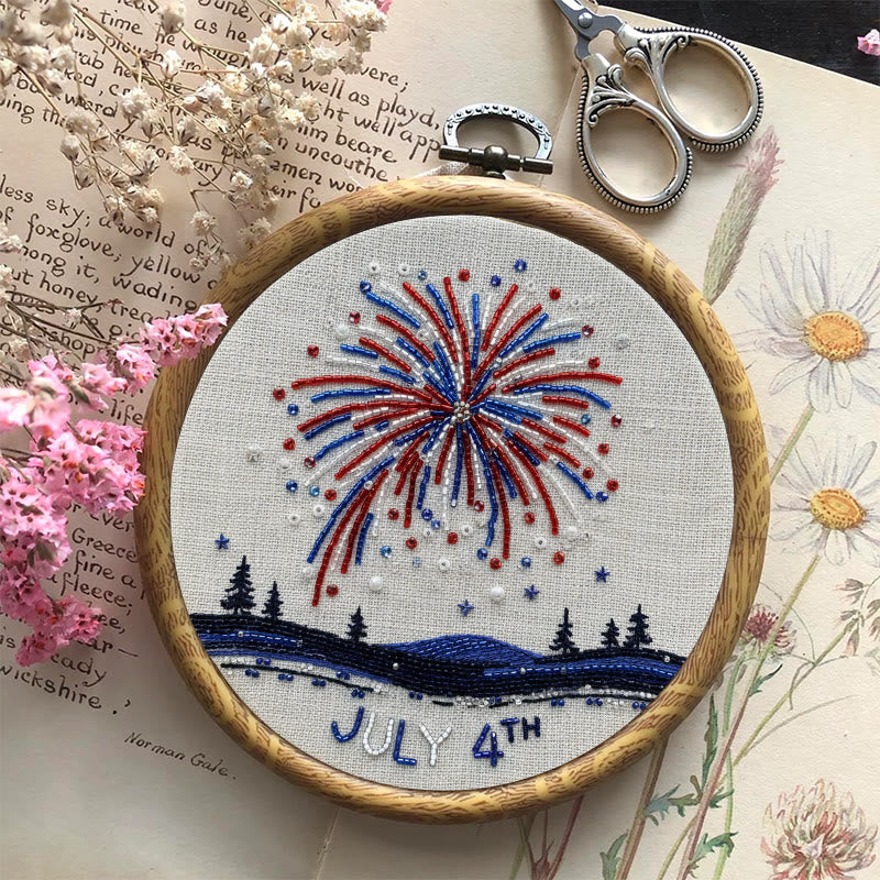 Rubbyoo Bead Embroidery Kit - July 4th Fireworks Celebration | Diy Handmade Artwork | Perfect For Decoration - image 1