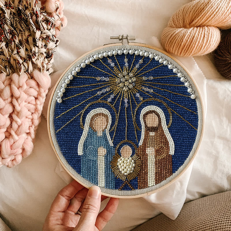 Rubbyoo Bead Embroidery Kit - Nativity Day | Creative Handmade Needlepoint | Diy Wall Hanging - image 2