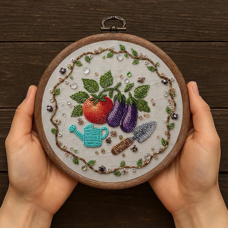 Rubbyoo Bead Embroidery Kit - Vegetable Planting | Easy Handmade Craft | Diy Decorative Hoop Art - image 5