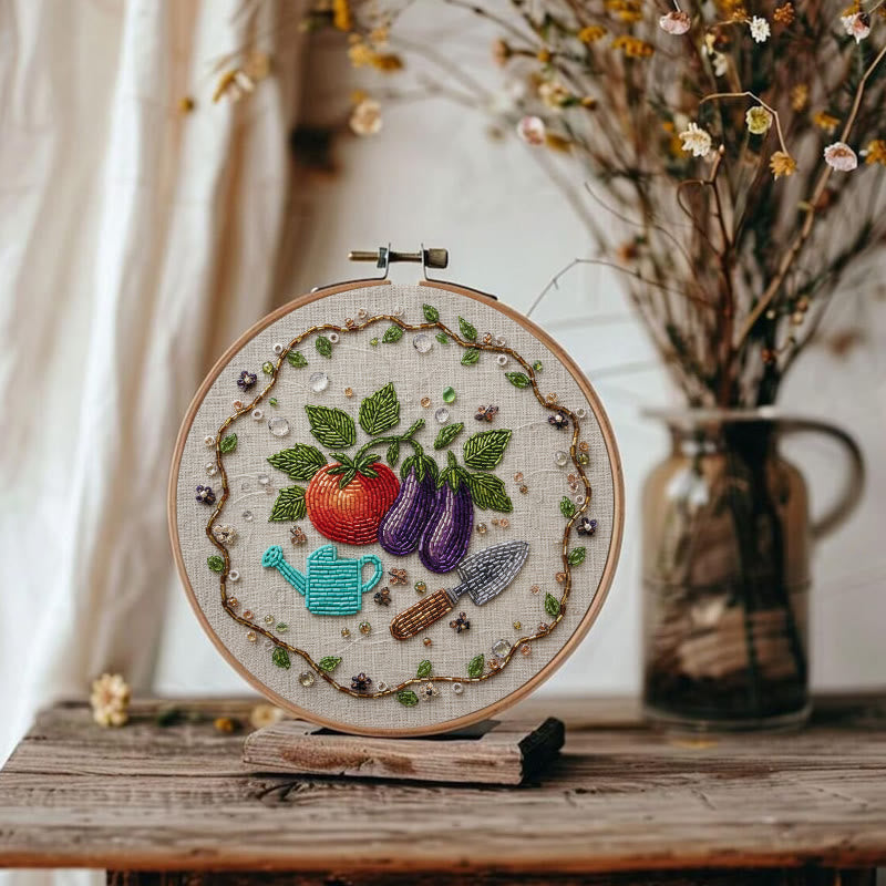 Rubbyoo Bead Embroidery Kit - Vegetable Planting | Easy Handmade Craft | Diy Decorative Hoop Art - image 8