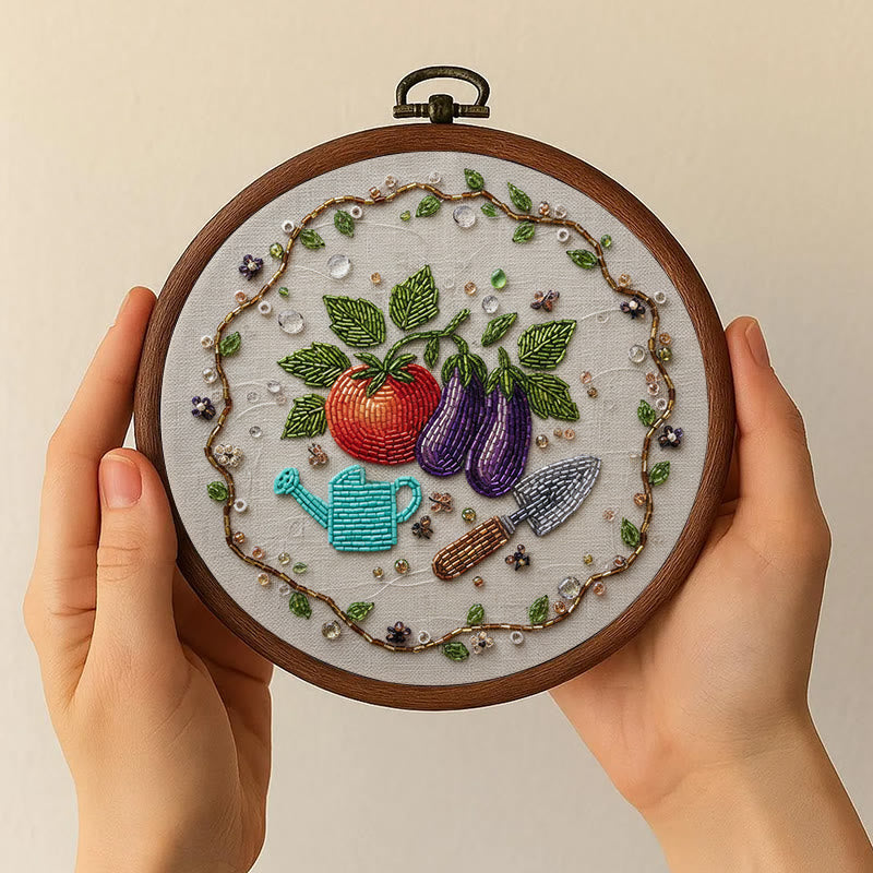 Rubbyoo Bead Embroidery Kit - Vegetable Planting | Easy Handmade Craft | Diy Decorative Hoop Art - image 9
