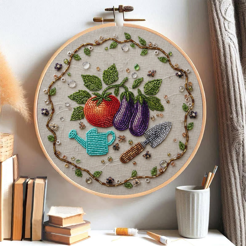 Rubbyoo Bead Embroidery Kit - Vegetable Planting | Easy Handmade Craft | Diy Decorative Hoop Art - image 4