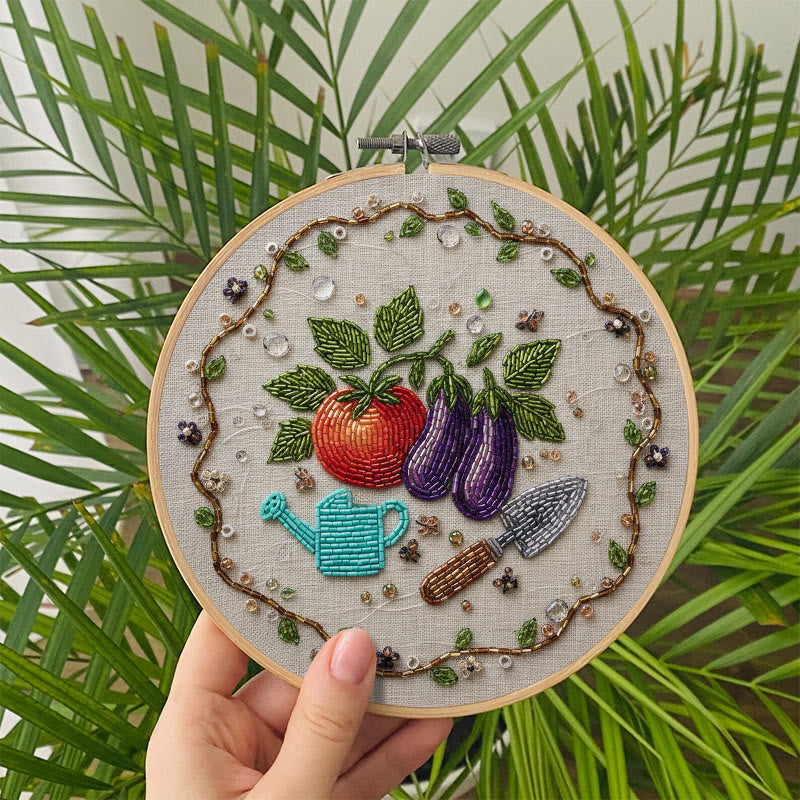 Rubbyoo Bead Embroidery Kit - Vegetable Planting | Easy Handmade Craft | Diy Decorative Hoop Art - image 7