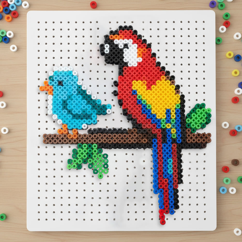 Rubbyoo Perler Beads Kit - Colourful Parrot | Creative Handmade Craft | Diy Pixel Toys For Kid  - 2.6 mm - Perler Beads Kit + Tool Kit - image 0