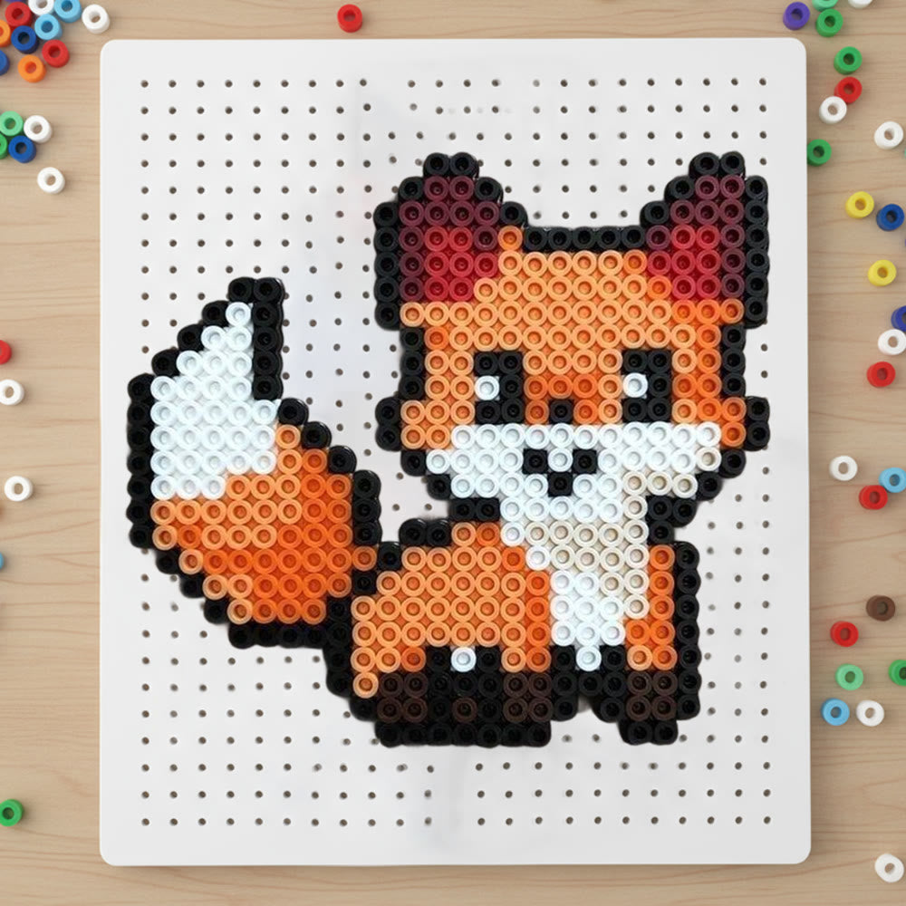 Rubbyoo Perler Beads Kit - Little Fox | Adorable Pixel Art | Handmade Craft For Kid - 2.6 mm - Perler Beads Kit + Tool Kit - image 0