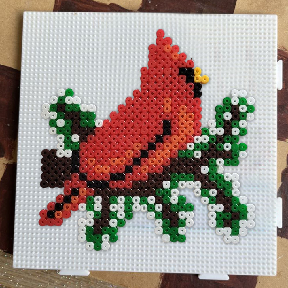 Rubbyoo Perler Beads Kit - Christmas Red Bird | Christmas Decorative Craft | Creative Hanging Art - image 7