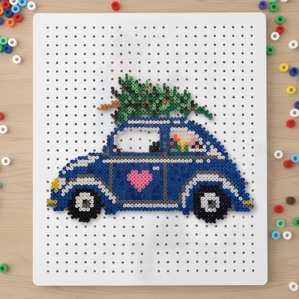 Rubbyoo Perler Beads Kit - Christmas Car | Pixel Hanging Craft | Holiday Room Decor - 2.6 mm - Perler Beads Kit + Tool Kit - image 0