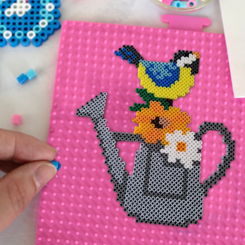 Rubbyoo Perler Beads Kit - Bird And Watering Pot | Floral Pixel Art | Diy Decorative Handicraft  - image 4