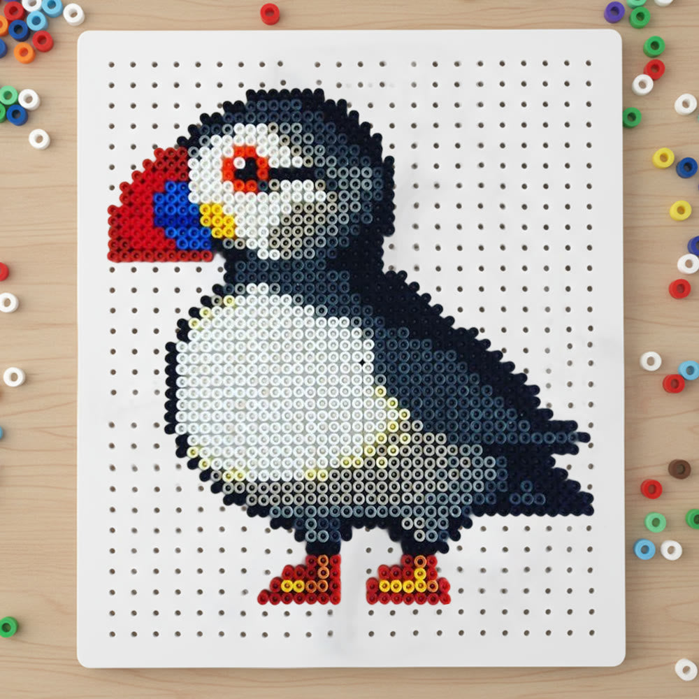 Rubbyoo Perler Beads Kit - Puffin Bird | Unique Bird Craft | Handmade Pixel Artwork - 2.6 mm - Perler Beads Kit + Tool Kit - image 0