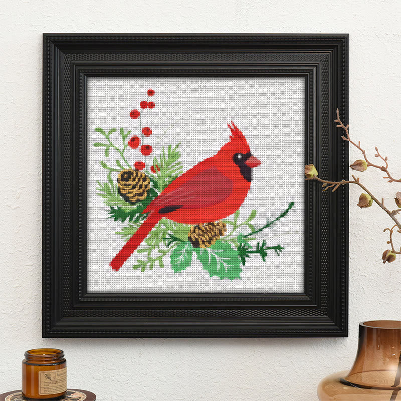  Cross Stitch Kit - Northern Cardinal | Floral Bird Stitch Art | Nice Handmade Decorative Craft  - image 9