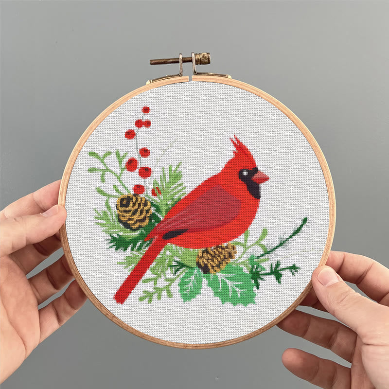  Cross Stitch Kit - Northern Cardinal | Floral Bird Stitch Art | Nice Handmade Decorative Craft  - image 6