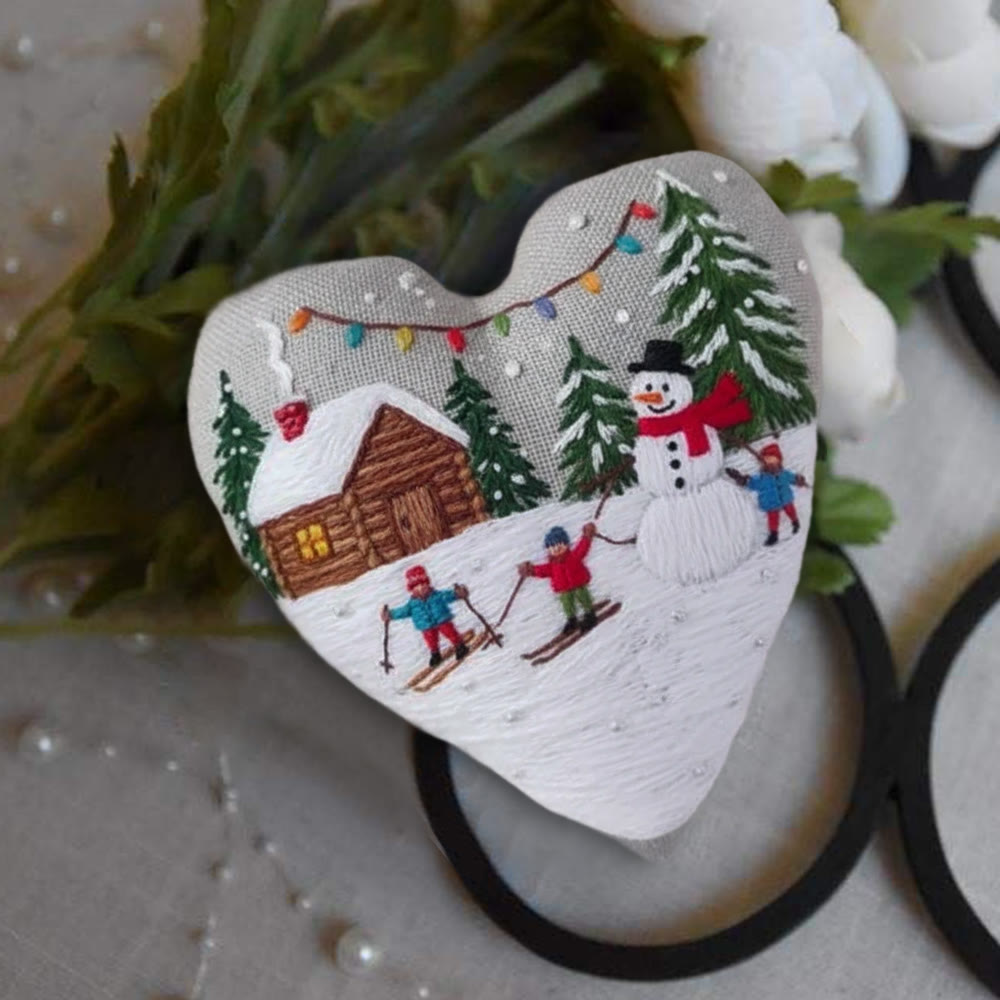 Rubbyoo Heart Embroidery Kit - Winter Snowman | Christmas Handmade Decor | Diy Holiday Gift - image 3