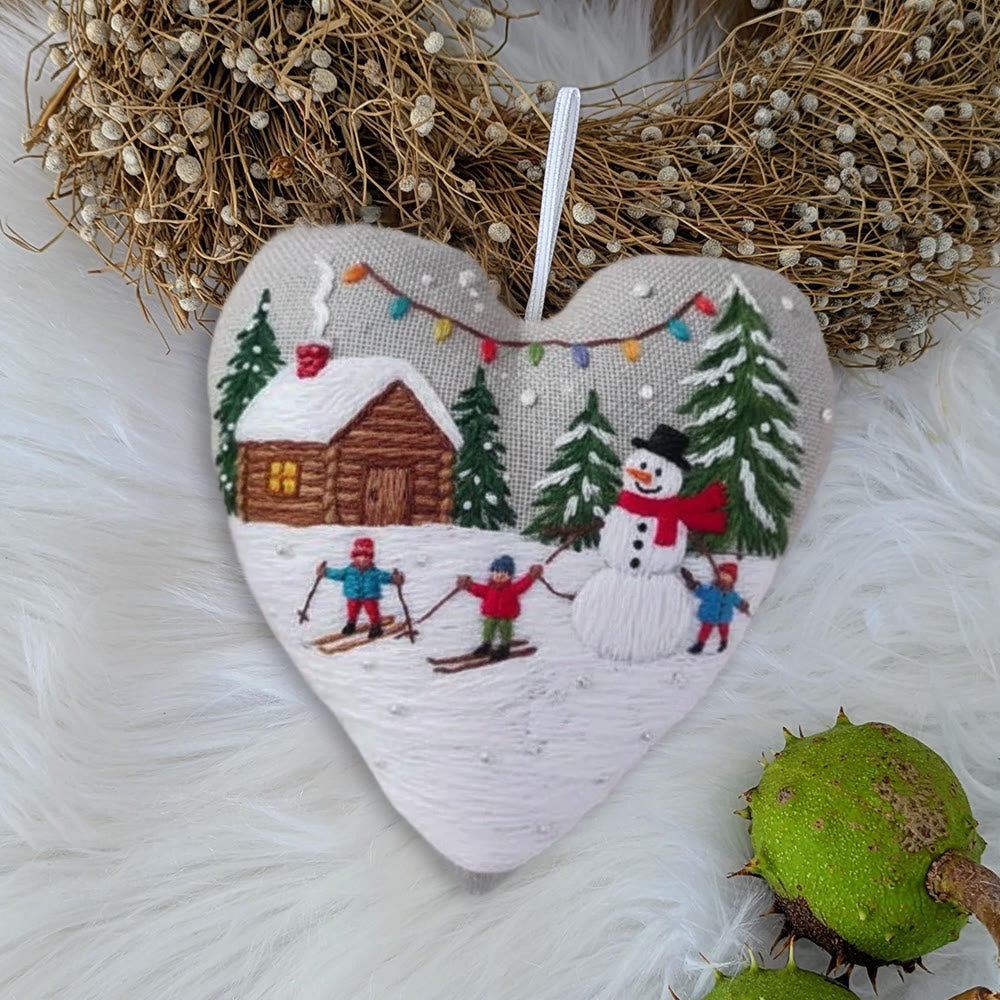 Rubbyoo Heart Embroidery Kit - Winter Snowman | Christmas Handmade Decor | Diy Holiday Gift - image 6