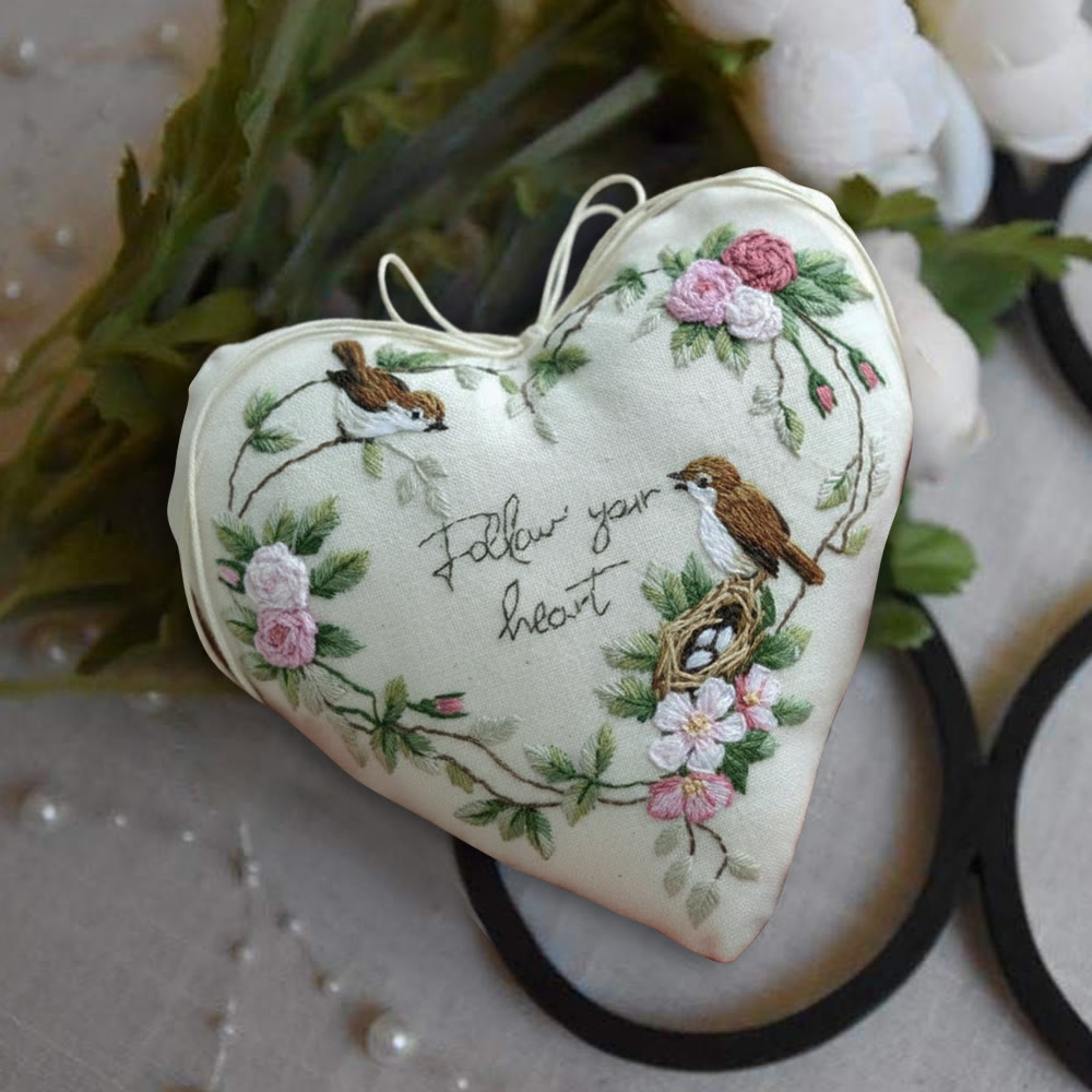 Rubbyoo Heart Embroidery Kit - Follow Your Heart | Handmade Heart Decor | Diy Craft For Friend  - image 1