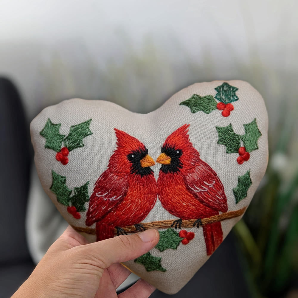 Rubbyoo Heart Embroidery Kit - Cardinals | Unique Holly Ornament | Christmas Bird Decoration - image 5