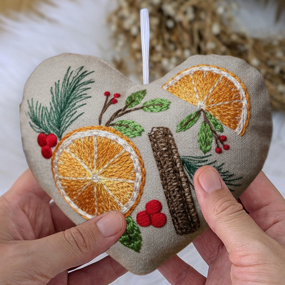 Rubbyoo Heart Embroidery Kit - Orange And Spices | Christmas Tree Ornament | Nice Gift For Friend  - image 5