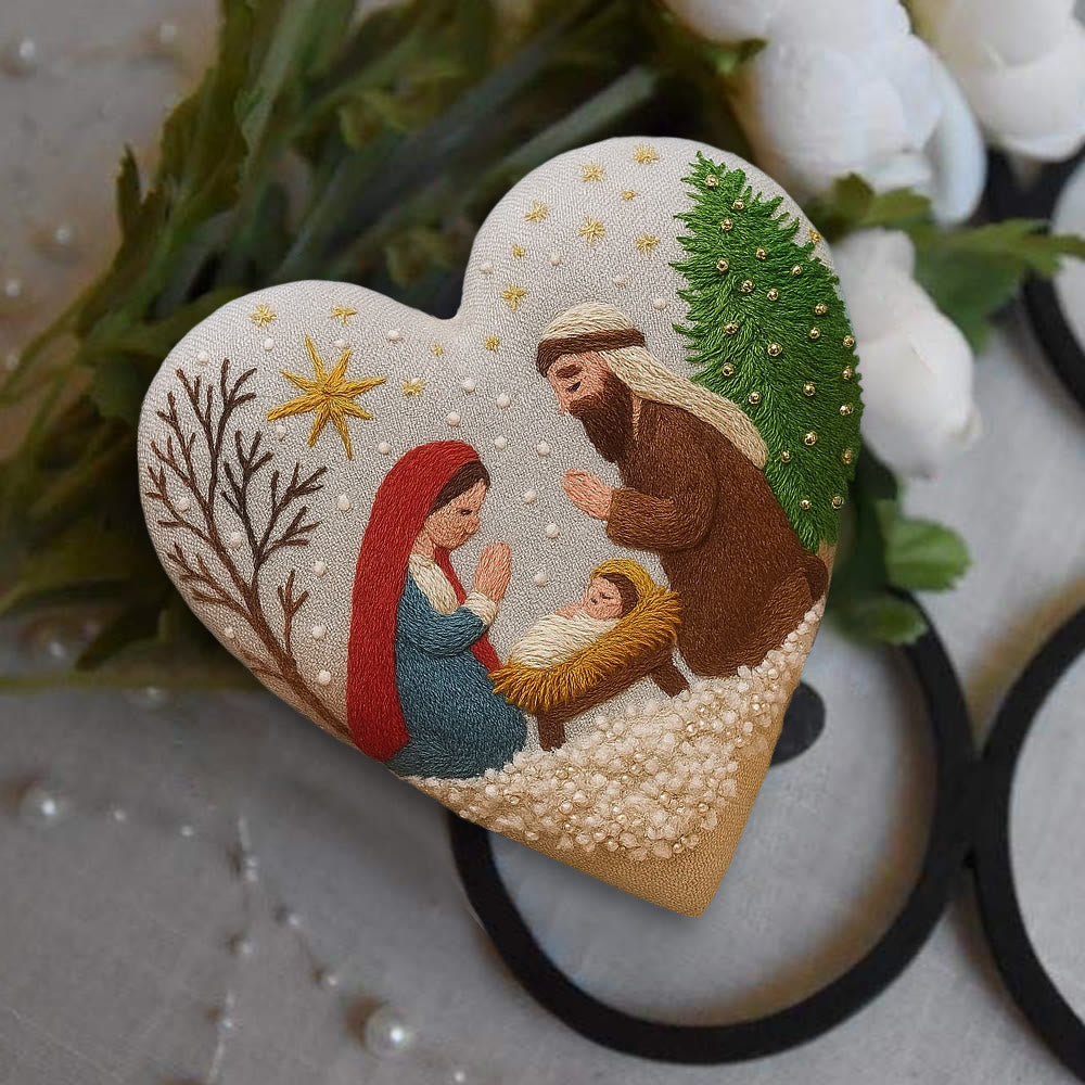 Rubbyoo Heart Embroidery Kit - Christmas Prayer | Handmade Needle Artwork | Diy Christmas Tree Decor  - image 1