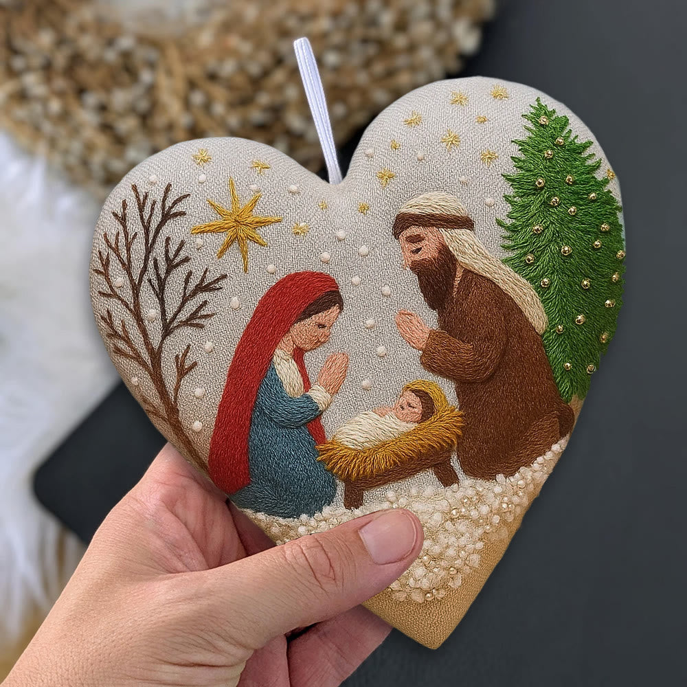 Rubbyoo Heart Embroidery Kit - Christmas Prayer | Handmade Needle Artwork | Diy Christmas Tree Decor  - image 3