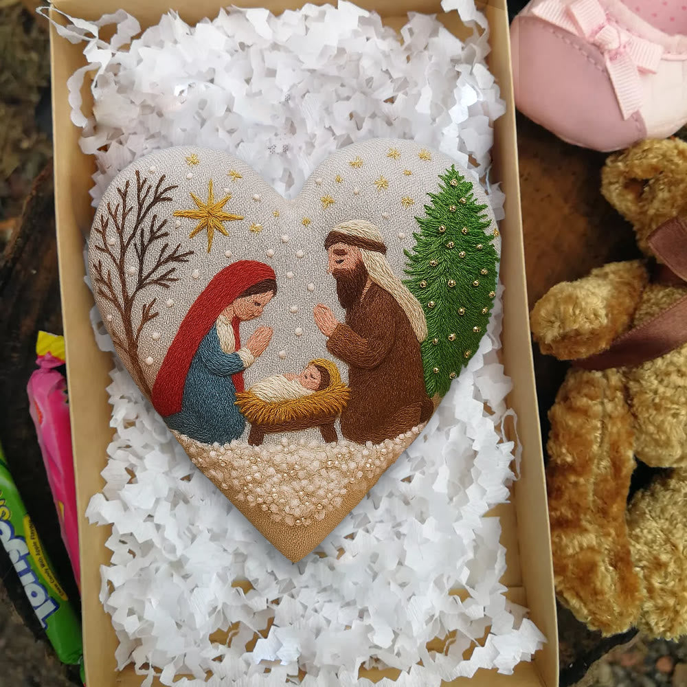 Rubbyoo Heart Embroidery Kit - Christmas Prayer | Handmade Needle Artwork | Diy Christmas Tree Decor  - image 2