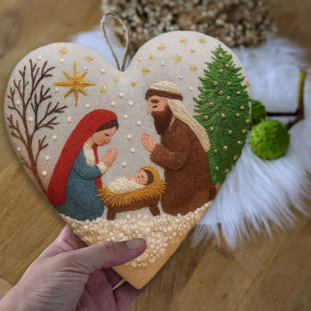 Rubbyoo Heart Embroidery Kit - Christmas Prayer | Handmade Needle Artwork | Diy Christmas Tree Decor  - image 7
