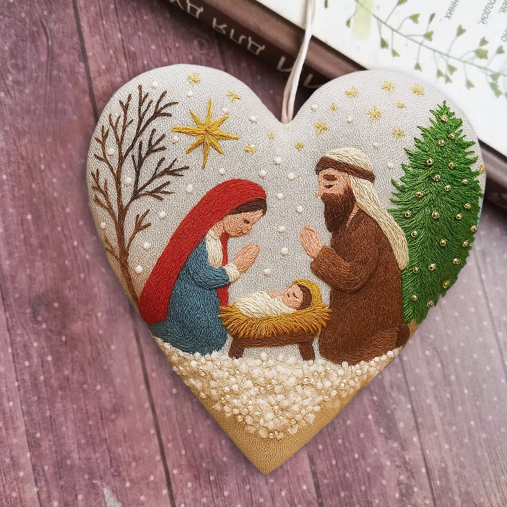 Rubbyoo Heart Embroidery Kit - Christmas Prayer | Handmade Needle Artwork | Diy Christmas Tree Decor  - image 6