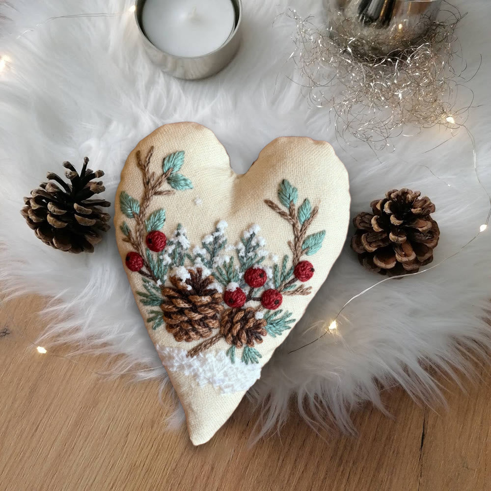 Rubbyoo Heart Embroidery Kit - Christmas Pine Cones | Holiday Celebration Craft | Unique Stitch Art  - image 6