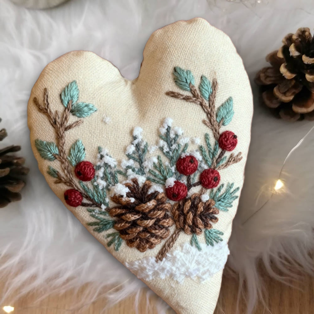 Rubbyoo Heart Embroidery Kit - Christmas Pine Cones | Holiday Celebration Craft | Unique Stitch Art  - image 4