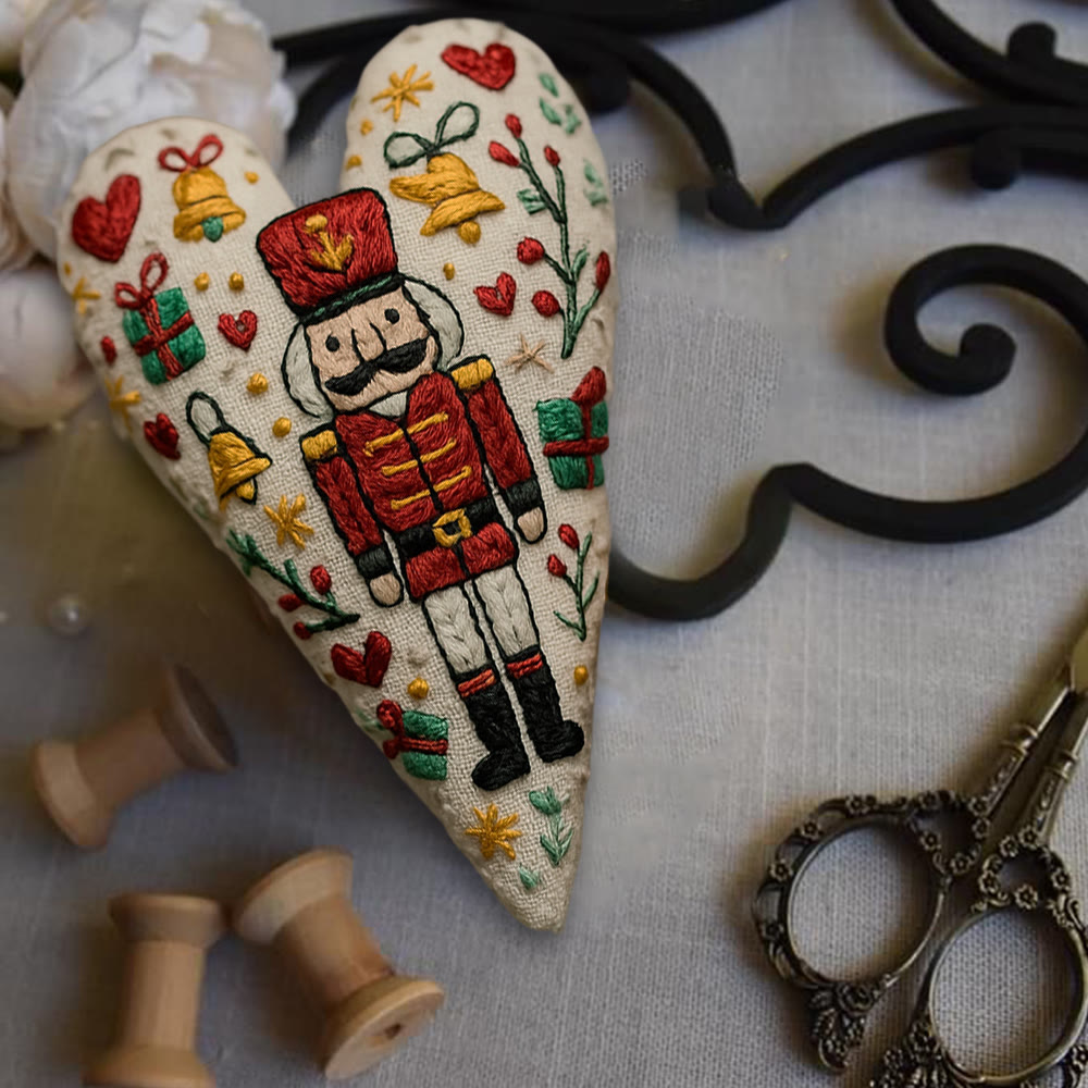 Rubbyoo Heart Embroidery Kit - Nutcracker | Christmas Tree Decoration | Nice Festive Gift  - image 1