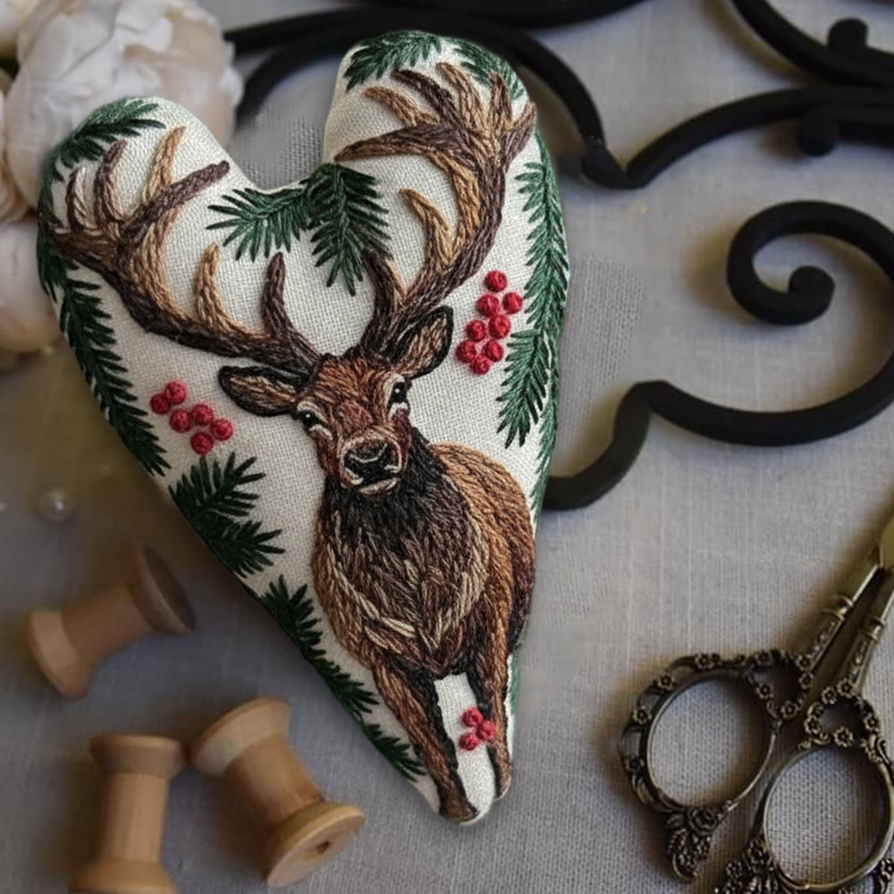Rubbyoo Heart Embroidery Kit - The King Of Deer | Christmas Animal Craft | Decorative Needle Art  - image 3