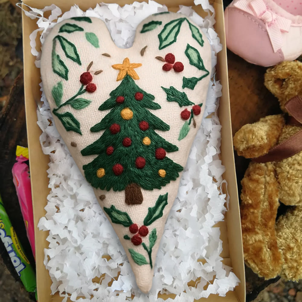 Rubbyoo Heart Embroidery Kit - Christmas Tree | Perfect Handmade Gift For Kid | Diy Needle Art  - image 7