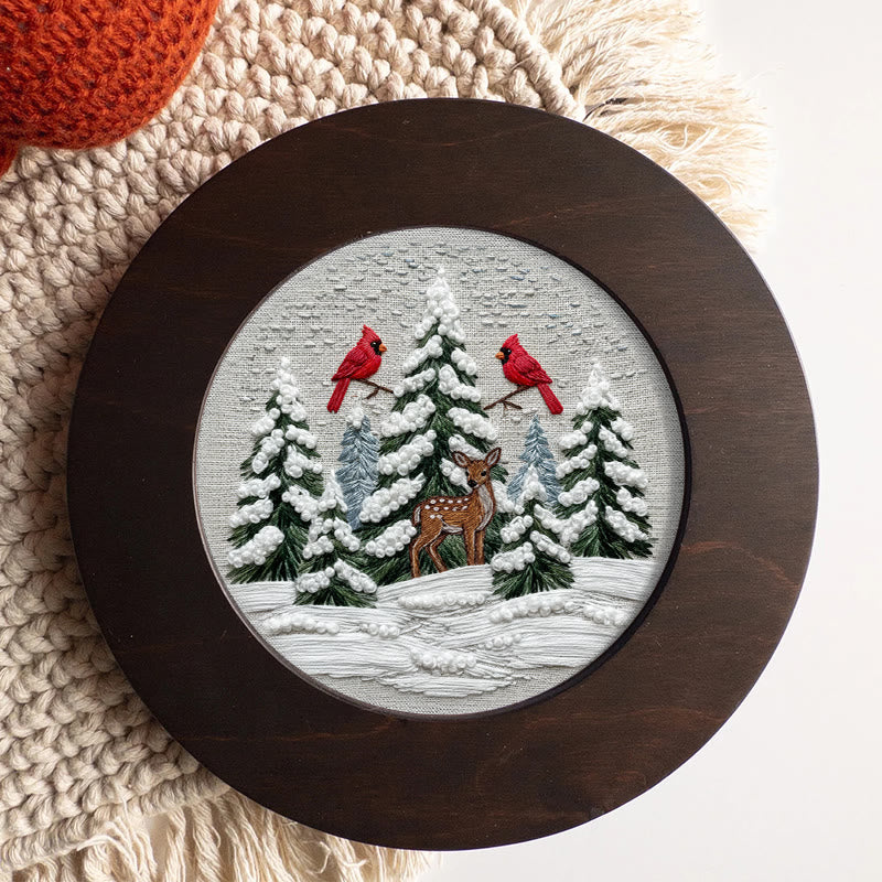 Rubbyoo Embroidery Kit - Snowy Forest | Christmas Cardinals Handicraft | Winter Landscape Art  - image 9
