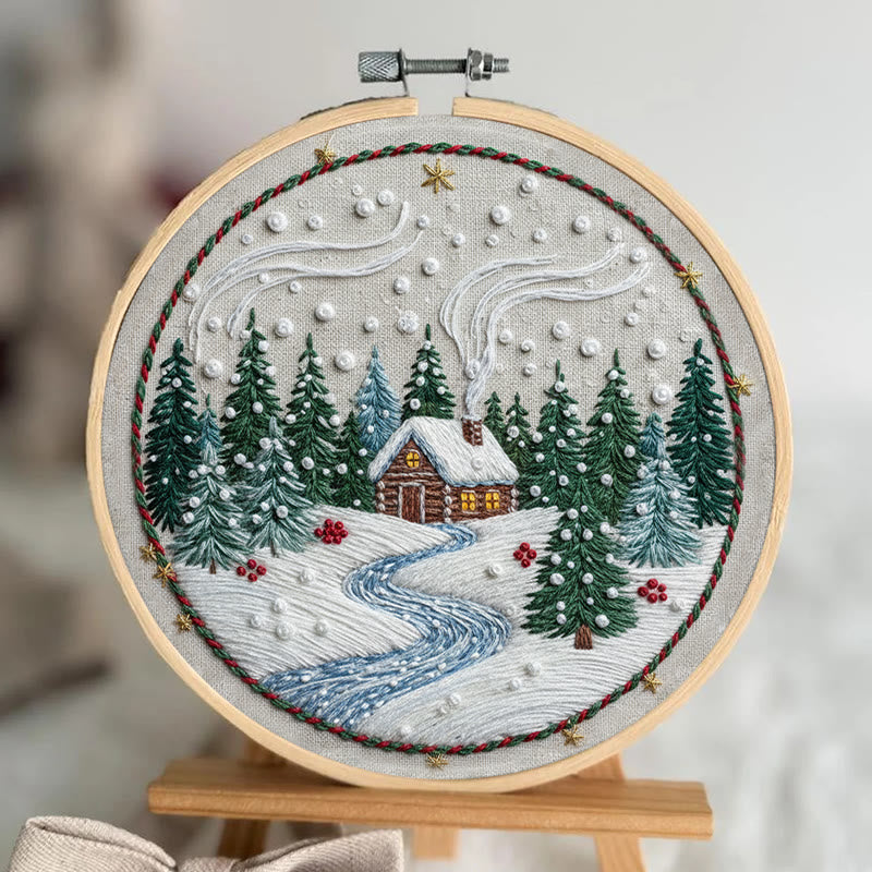 Rubbyoo Embroidery Kit - Winter Village | Diy Holiday Ornament | Nice Stitch Artwork - image 3