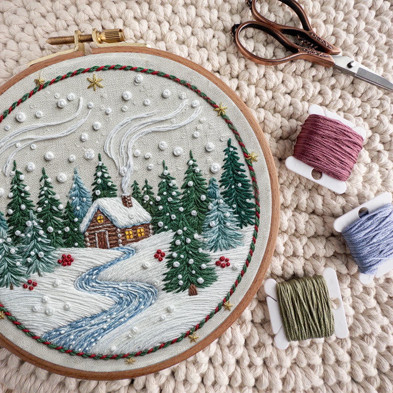 Rubbyoo Embroidery Kit - Winter Village | Diy Holiday Ornament | Nice Stitch Artwork - image 2