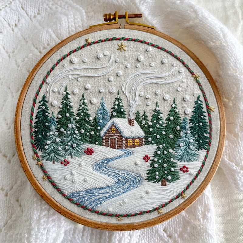 Rubbyoo Embroidery Kit - Winter Village | Diy Holiday Ornament | Nice Stitch Artwork - image 6
