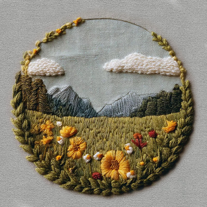 Rubbyoo Embroidery Kit - Beautiful Wildflower | Handmade Landscape Craft | Diy Stitch Craft For Starter - image 4