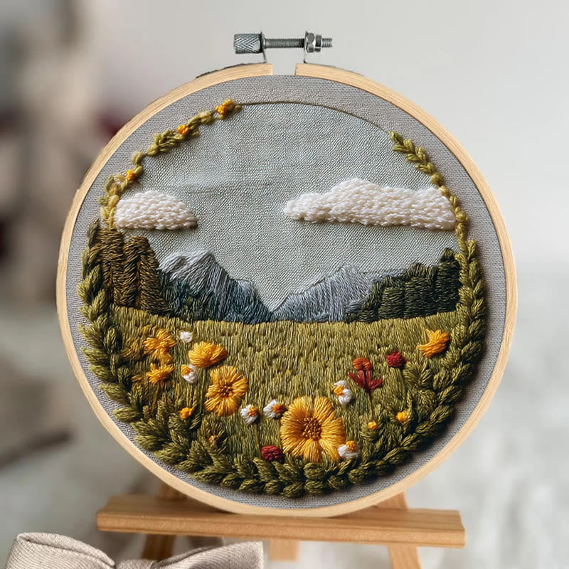 Rubbyoo Embroidery Kit - Beautiful Wildflower | Handmade Landscape Craft | Diy Stitch Craft For Starter - image 3