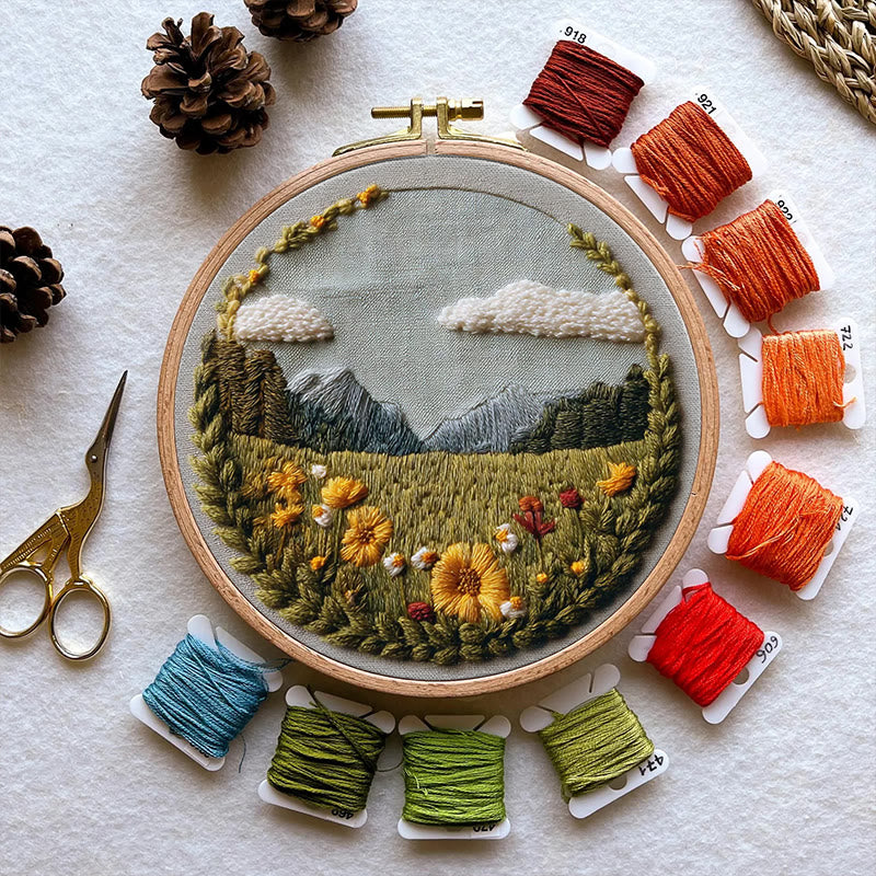 Rubbyoo Embroidery Kit - Beautiful Wildflower | Handmade Landscape Craft | Diy Stitch Craft For Starter - image 10