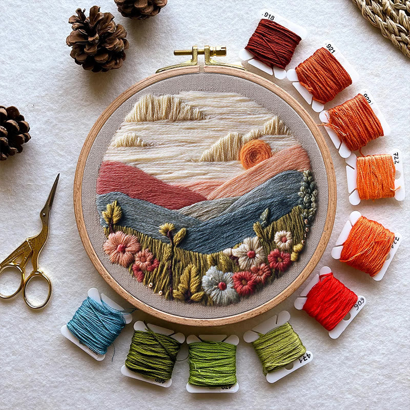 Rubbyoo Embroidery Kit - Charming Mountain | Unique Housewarming Gifts | Perfect For Desk Decor - image 1