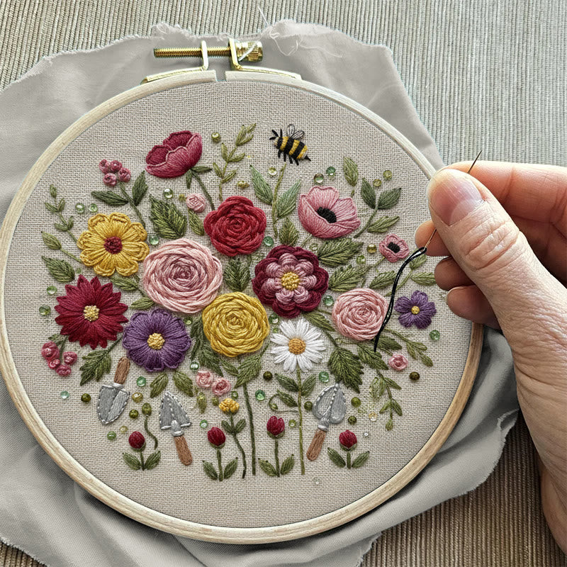 Rubbyoo Embroidery Kit - Fantastic Flower | Floral Room Ornament | Handmade Birthday Gifts - image 3