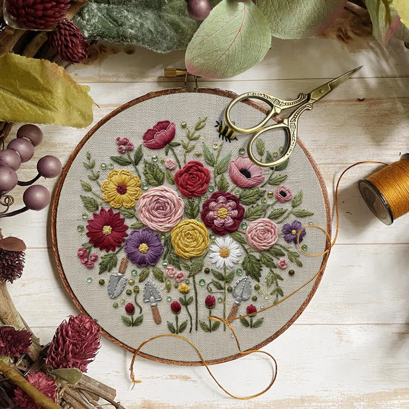 Rubbyoo Embroidery Kit - Fantastic Flower | Floral Room Ornament | Handmade Birthday Gifts - image 1