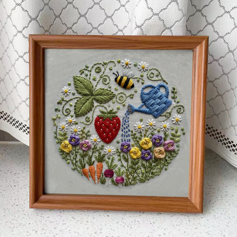 Rubbyoo Embroidery Kit - Vibrant Garden | Diy Stitch Hoop Art | Unique Decorative Craft  - Embroidery Kit Plus An Extra Frame - image 11