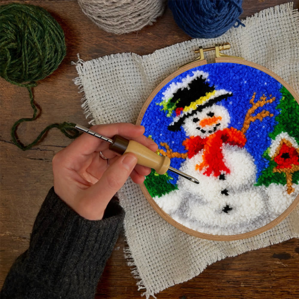 Happy Snowman Punch Needle Kit - Diy Christmas Coaster | Perfect Holiday Present  - image 3