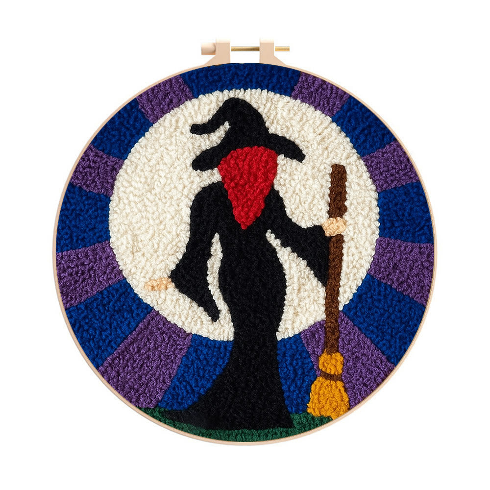 Magical Witch Punch Needle Kit - Unique Needle Coaster | Perfect For Holiday Decor - 8 inch Hoop Kit - image 0