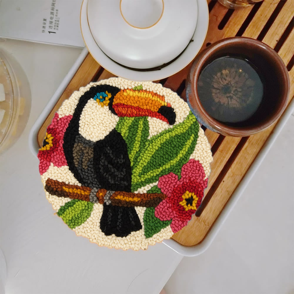 Toucan Bird Punch Needle Kit - Diy Animal Hoop Art | Nice Gifts For Bird Lovers  - 5 inch Coaster Kit - image 11
