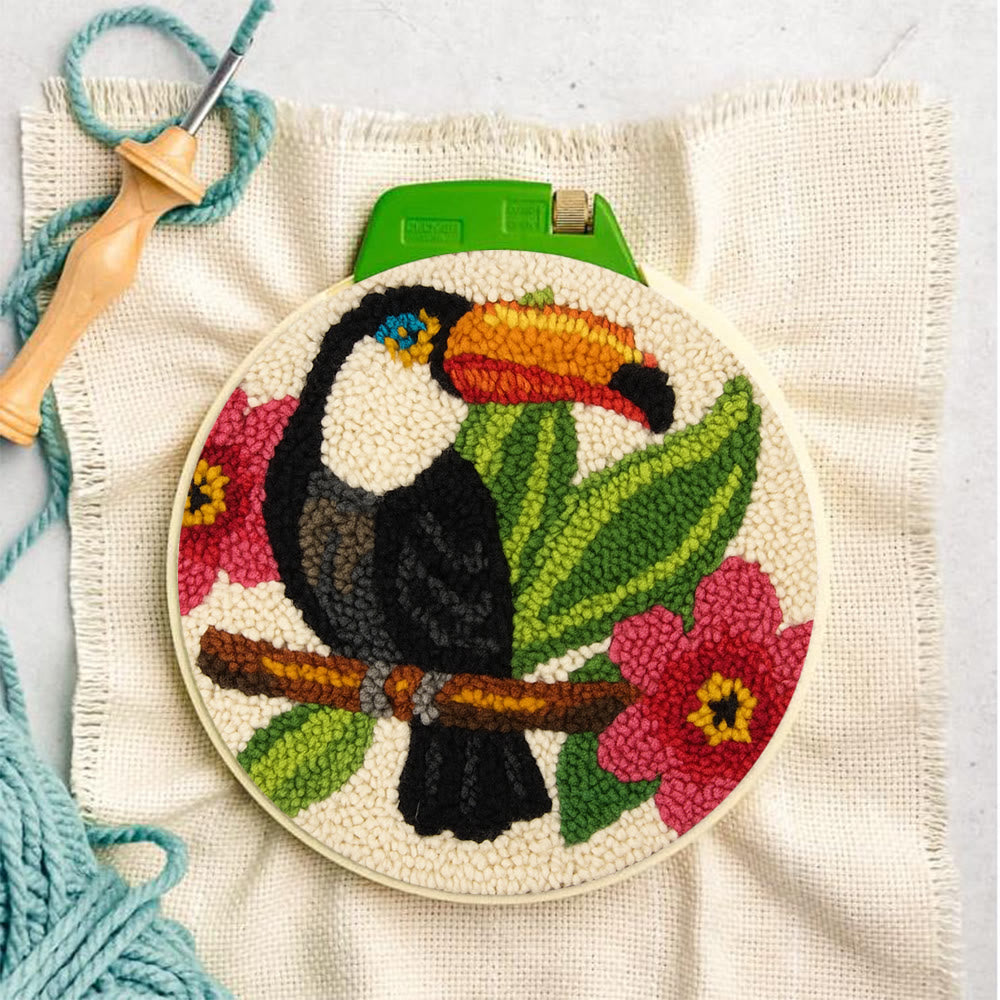 Toucan Bird Punch Needle Kit - Diy Animal Hoop Art | Nice Gifts For Bird Lovers  - image 3